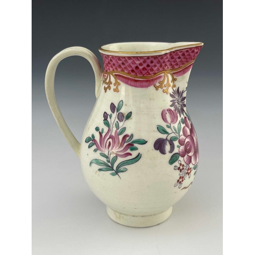 825 - A Worcester polychrome sparrow beak jug, circa 1775, Compagnie des Indes type decoration with fish s... 