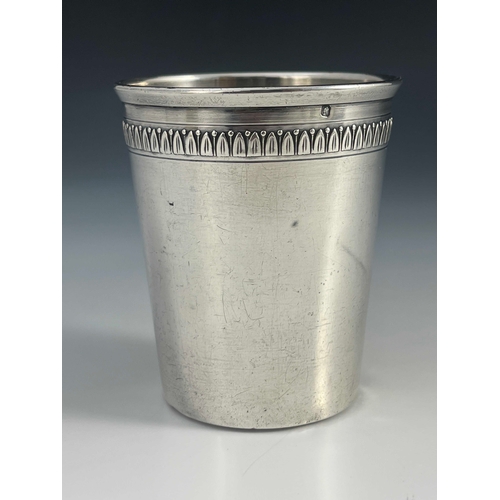 10 - A 19th century French silver beaker, Louis Coignet, Paris circa 1890, conical form, embossed with a ... 