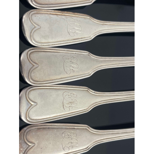 40 - A part canteen of Victorian silver flatware, Elizabeth Eaton, London 1846, Fiddle and Thread pattern... 