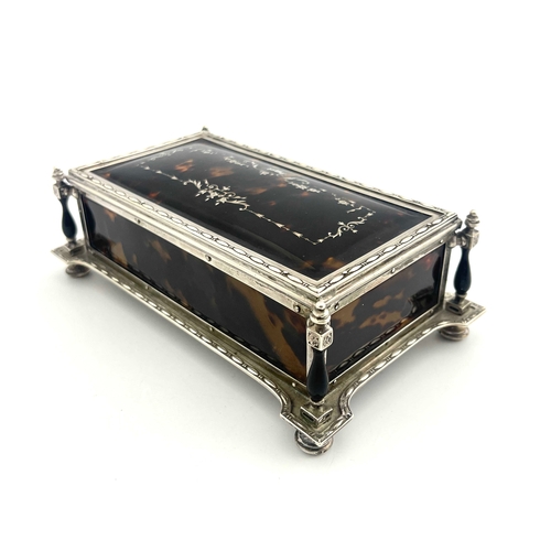 43 - A George V silver and tortoiseshell jewel casket, Charles and Richard Comyns, London 1920, cuboid fo... 