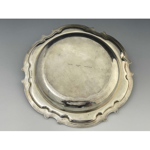 48 - An early Victorian silver dish, Benjamin Smith III, London 1840, fluted foliate C scroll rim with a ... 