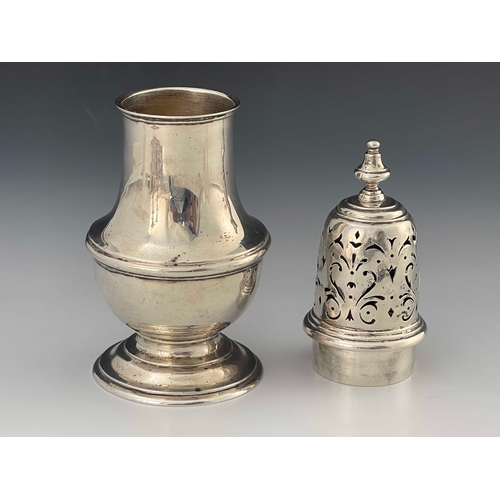 57 - A George V silver sugar caster, Charles and Richard Comyns, London 1925, of George I baluster form w... 