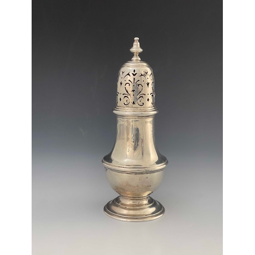 57 - A George V silver sugar caster, Charles and Richard Comyns, London 1925, of George I baluster form w... 