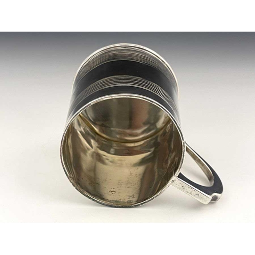 60 - A George IV silver mug, Charles Fox, London 1823, slightly tapered cylindrical form with reeded band... 