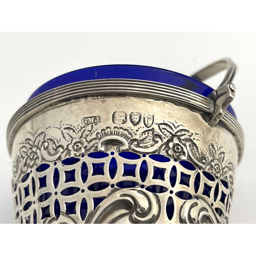 60A - A Victorian silver glassed lined cream pail, Josiah Williams & Co, London 1895, tapering circular fo... 