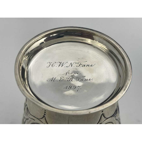 60A - A Victorian silver glassed lined cream pail, Josiah Williams & Co, London 1895, tapering circular fo... 