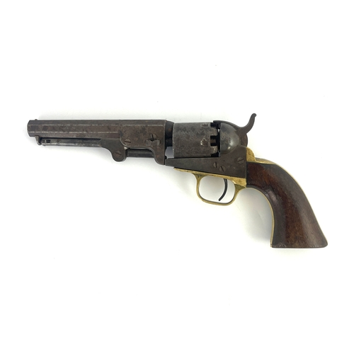 202 - A Colt model 1849 .31 calibre six shot pocket percussion revolver, 5 inch sighted octagonal barrel m... 