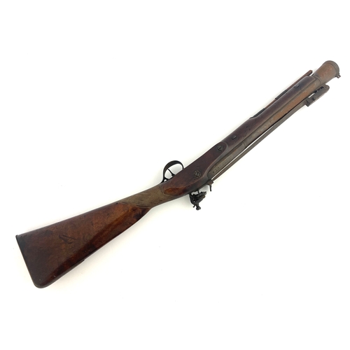 204 - An early 19th century flintlock blunderbuss, J & Richards, 15 inch three stage steel barrel, spring ... 