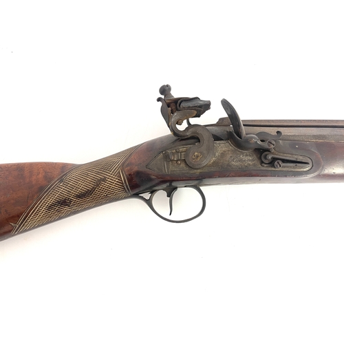 204 - An early 19th century flintlock blunderbuss, J & Richards, 15 inch three stage steel barrel, spring ... 