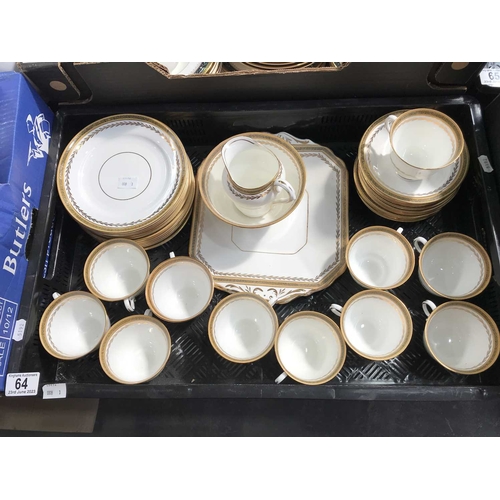 64 - A Duchess China tea set, gilt Greek and laurel design, including twelve plates, eleven cups etc