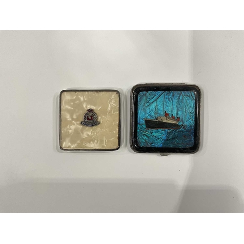 139C - A collection of items associated with R.M.S Queen Mary including a Marie powder compact with pearles... 