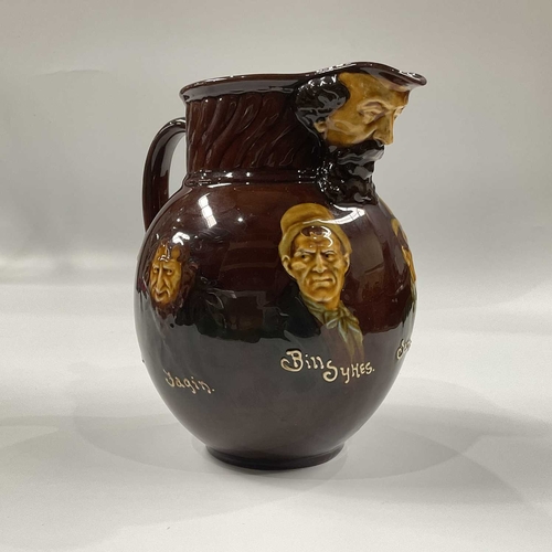 146D - A Royal Doulton Dickens' characters Kingsware water jug, printed marks, 17cm high