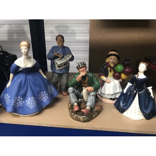 157B - A group of Royal Doulton figures, including Nina HN2347, Balloon Girl HN2818, The Wayfarer HN2362, D... 