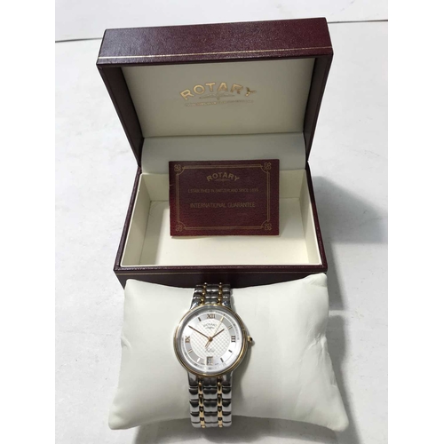 262 - Rotary, a stainless steel and gold plated Elite wristwatch, date window and bracelet strap, in box w... 