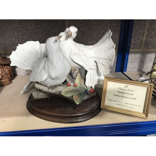 357 - Simone Banbury for Country Artists, a limited edition porcelain figure Fantail Doves, No.297/500, 25... 