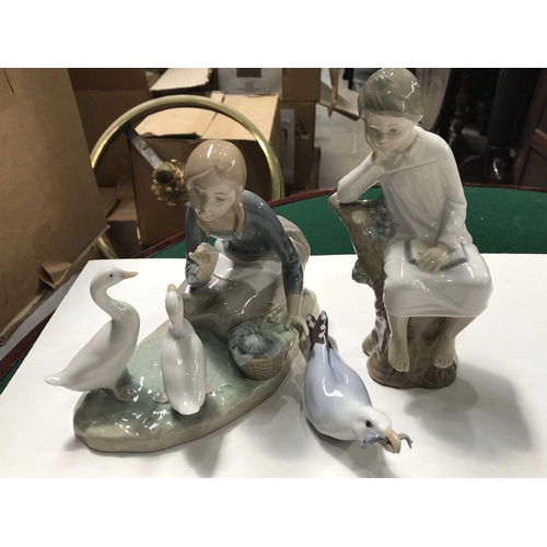 403 - Antonio Ruiz for Lladro, Girl feeding Ducks, another example Reading in a Tree and a Bing & Grondahl... 