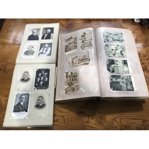 423 - Two Edwardian and later postcard albums, loose insertions, subjects to include actresses/actors and ... 