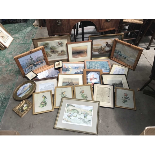 443 - Assorted furnishing pictures, to include prints, watercolours and oil paintings, mostly framed (20+)