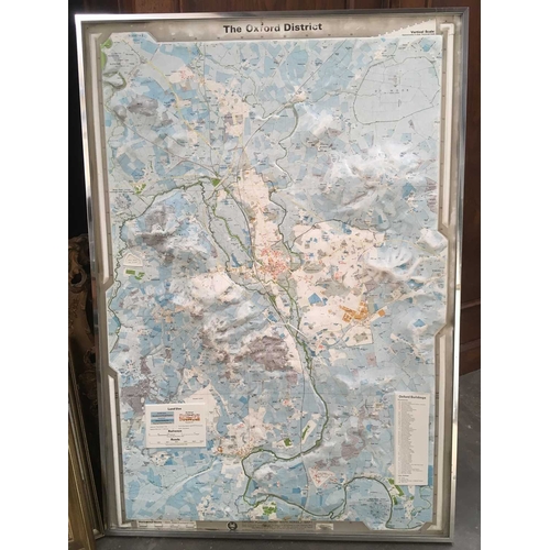 455 - An Oxford District Plastic Relief Map, 97 by 66cm, framed