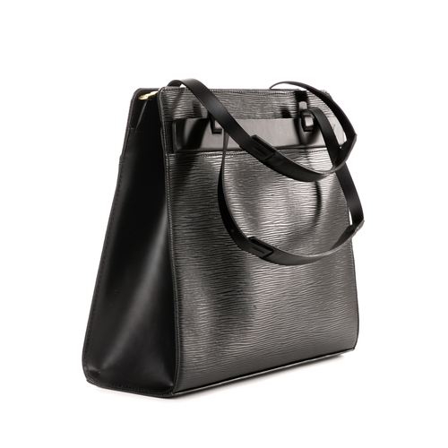 Louis Vuitton, a black epi Croisette PM handbag, designed with a structured  shape with a textured bl