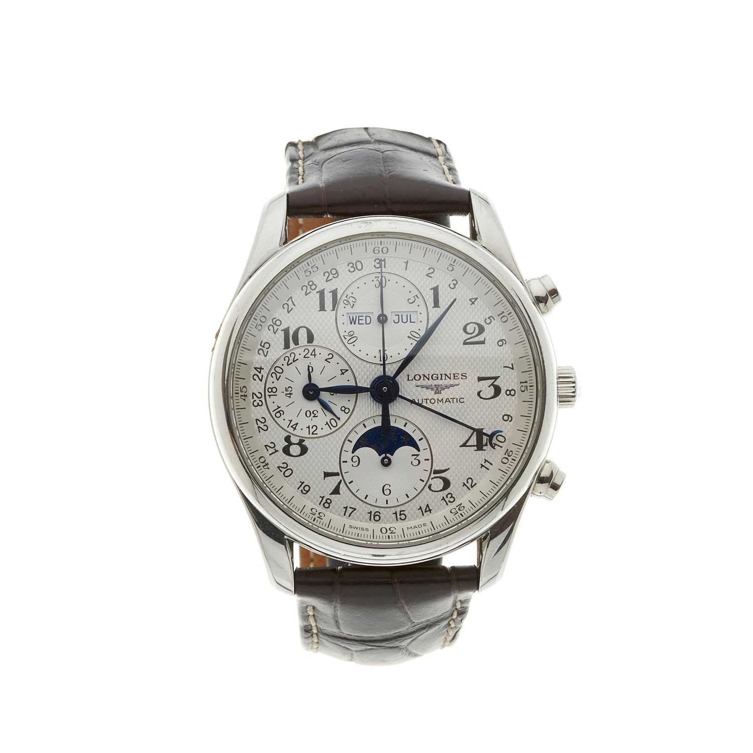 Longines a stainless steel Master Collection chronograph wrist