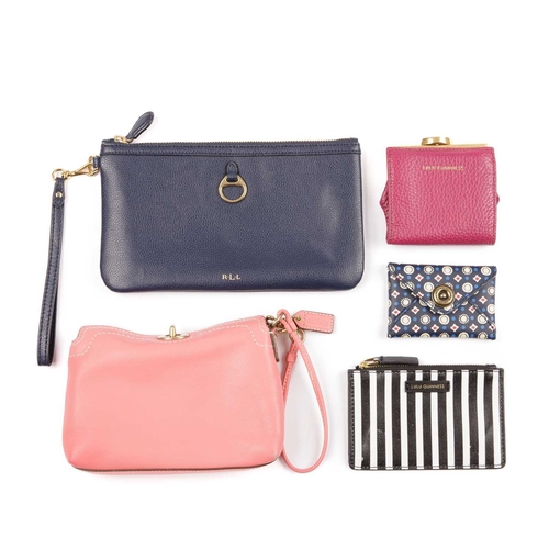 A selection of five designer purses and pouches, to include a small