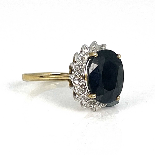 25 - A 9ct gold, sapphire and diamond ring, ring size Q, 3.5g