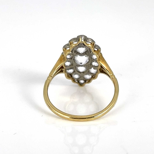 40 - An 18ct gold and white sapphire marquise-shaped ring, ring size Q, 4.0g