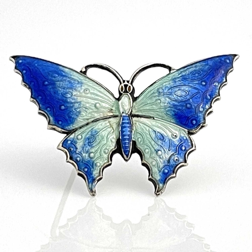 47 - A George V silver gilt and enamelled butterfly brooch, C & H, Birmingham 1918, the wings in basse ta... 