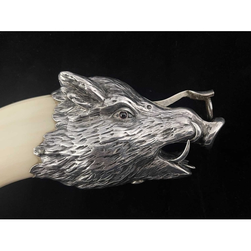 85 - An Austrian novelty silver mounted and boars tusk cigar cutter, Georg Anton Scheid, Vienna circa 190... 