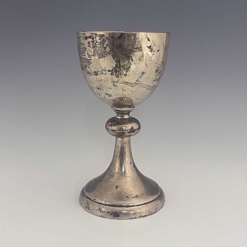 88 - A E Jones, an Elizabeth II silver chalice, Birmingham 1979, plain form with ball knopped trumpet ste... 