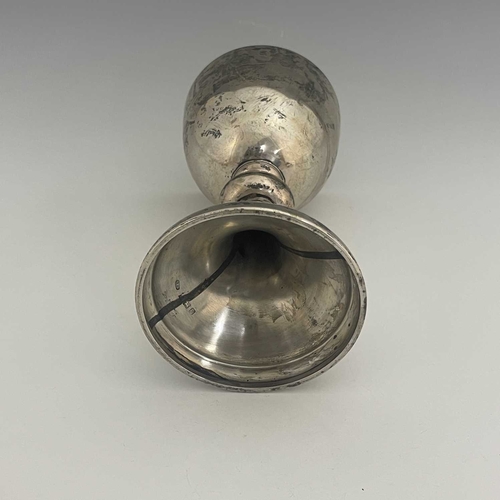 88 - A E Jones, an Elizabeth II silver chalice, Birmingham 1979, plain form with ball knopped trumpet ste... 