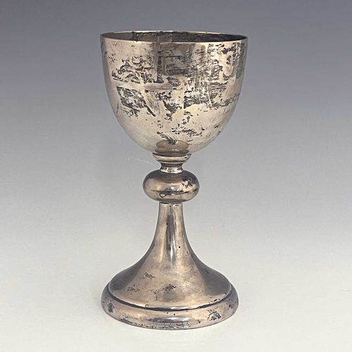 88 - A E Jones, an Elizabeth II silver chalice, Birmingham 1979, plain form with ball knopped trumpet ste... 