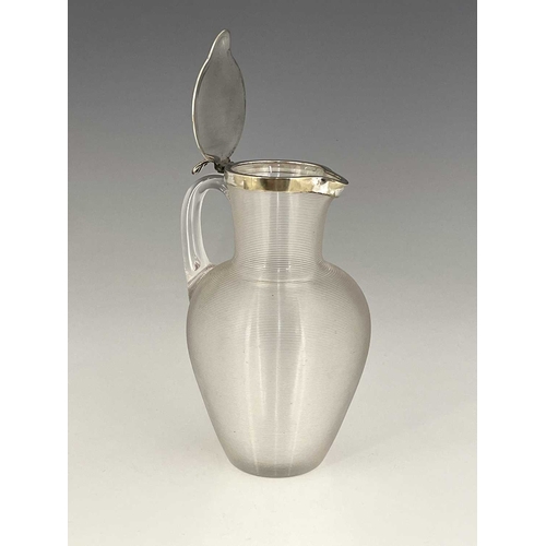 91 - An Aesthetic Movement silver plate mounted glass claret jug, Richardson, Stourbridge circa 1870, sho... 