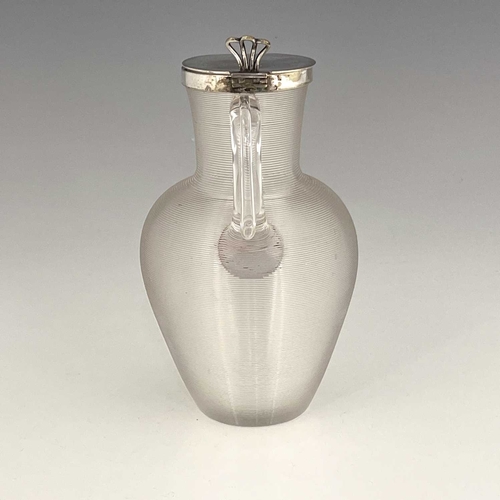 91 - An Aesthetic Movement silver plate mounted glass claret jug, Richardson, Stourbridge circa 1870, sho... 