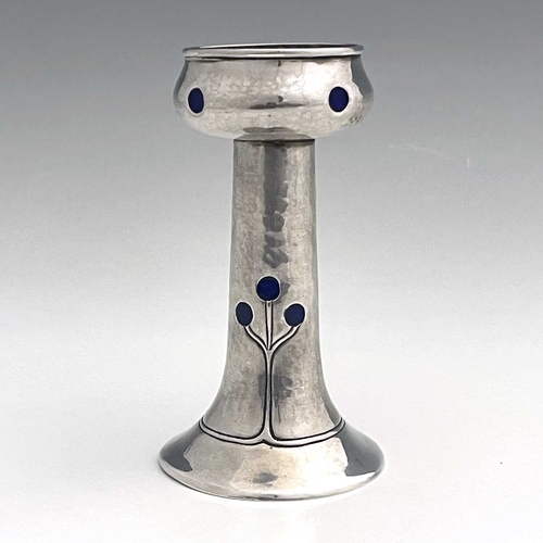 109 - An Arts and Crafts silver and enamelled vase, William Hutton and Sons, Birmingham 1906, the squat po... 