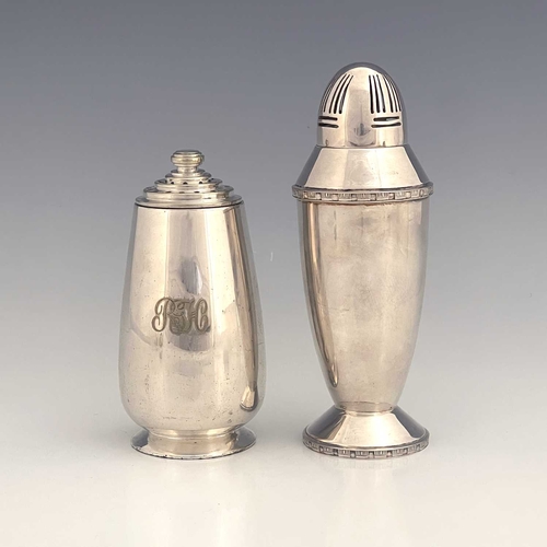 124 - Two Art Deco silver plated sugar shakers, Elkington and Co., Cardinal Plate, and Gladwin, Embassy, c... 