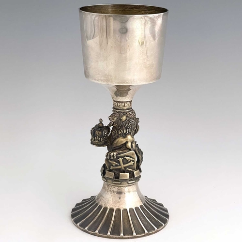 133 - Aurum Design, a Modernist silver and parcel gilt commemorative chalice, London 1977, commissioned by... 