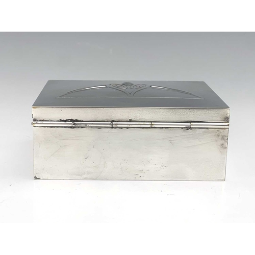 137 - WMF, a Jugendstil silver plated jewel casket, cuboid form, the hinged lid embossed with a geometric ... 