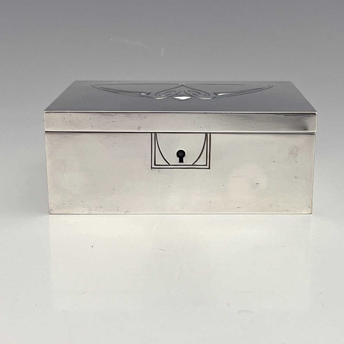 137 - WMF, a Jugendstil silver plated jewel casket, cuboid form, the hinged lid embossed with a geometric ... 