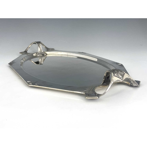 138 - Albert Kohler and Cie for WMF, a Jugendstil silver plated tray, circa 1900, twin handled octagonal o... 