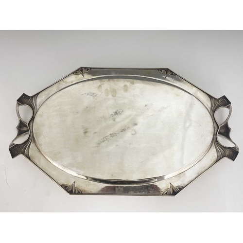 138 - Albert Kohler and Cie for WMF, a Jugendstil silver plated tray, circa 1900, twin handled octagonal o... 