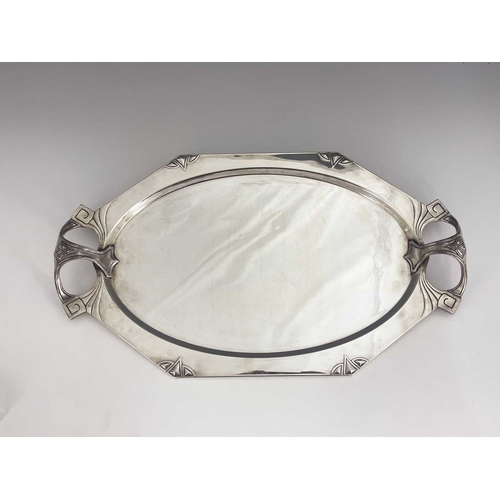 138 - Albert Kohler and Cie for WMF, a Jugendstil silver plated tray, circa 1900, twin handled octagonal o... 