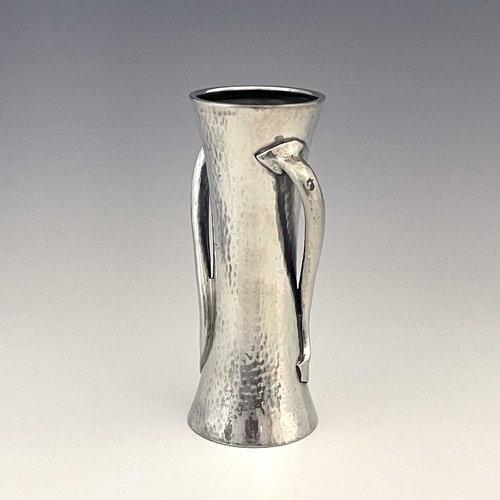 146 - Oliver Baker for Liberty and Co., an Arts and Crafts Tudric pewter vase, model 030, planished waiste... 