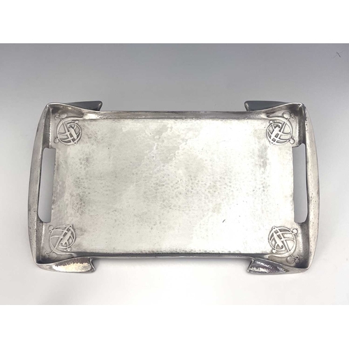 150 - Archibald Knox for Liberty and Co., a Tudric Arts and Crafts pewter tray, model 0376, planished rect... 