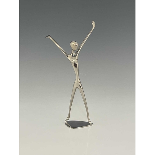 165 - Karl Hagenauer, an Austrian Art Deco chromed figure of a dancer, circa 1930, modelled as a nude with... 