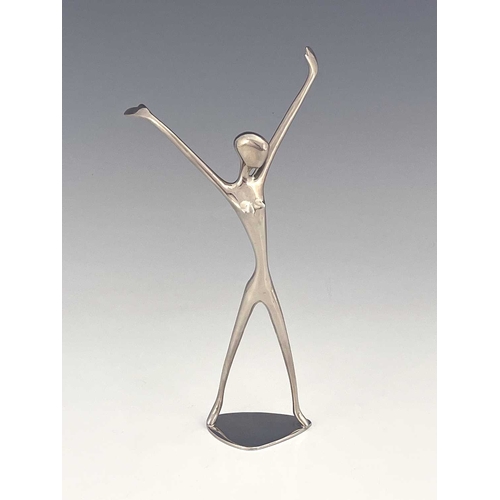 165 - Karl Hagenauer, an Austrian Art Deco chromed figure of a dancer, circa 1930, modelled as a nude with... 