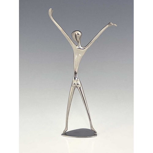 165 - Karl Hagenauer, an Austrian Art Deco chromed figure of a dancer, circa 1930, modelled as a nude with... 