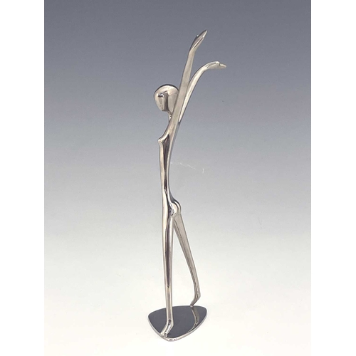 165 - Karl Hagenauer, an Austrian Art Deco chromed figure of a dancer, circa 1930, modelled as a nude with... 