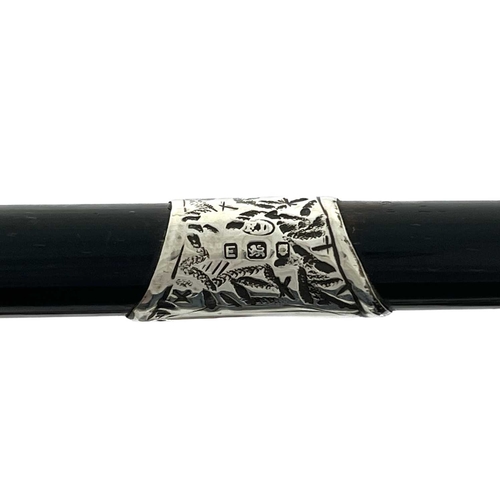 185 - Orchestral conductor's baton. Ebonised wood with sterling silver mounts. Engraved monogram to the ca... 